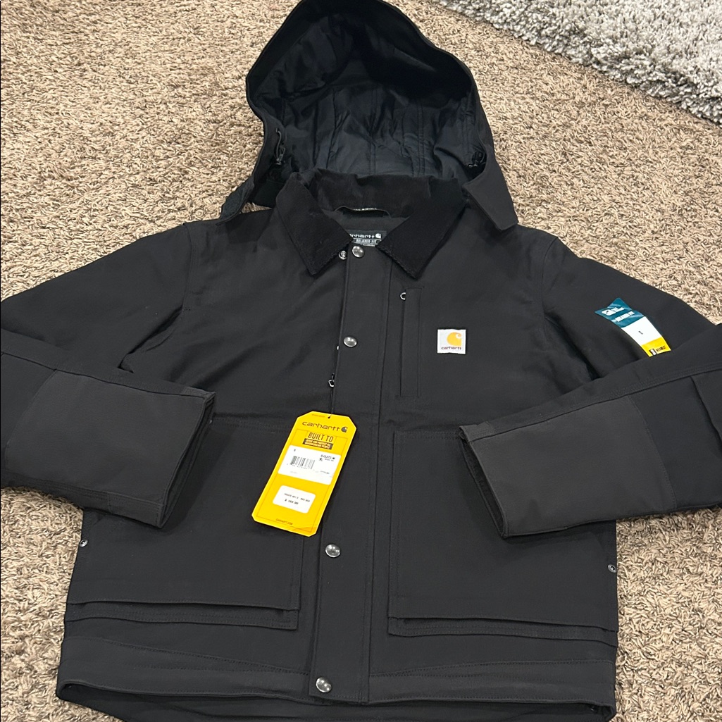 New Men’s Carhartt ' Black Hooded Work Jacket
